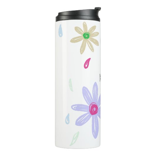 Pastel Flowers | Naam Monogram Thermosbeker (Gedraaid links)
