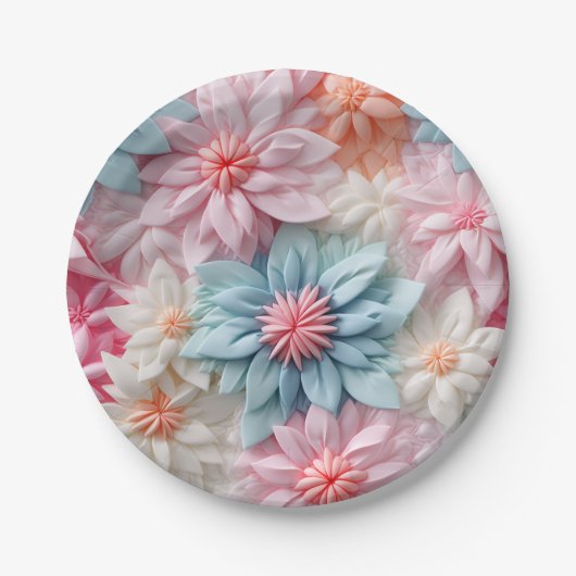 Pastel Flowers Papieren Bordje (Voorkant)