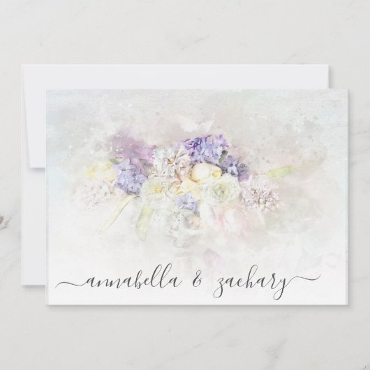 *~* Pastel Flowers PHOTO RSVP QR AR26 WEDDING Kaart (Voorkant)