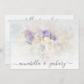 *~* Pastel Flowers PHOTO RSVP QR AR26 WEDDING Kaart (Voorkant / Achterkant)