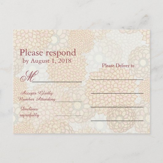 Pastel Flowers RSVP Uitnodiging Briefkaart (Achterkant)