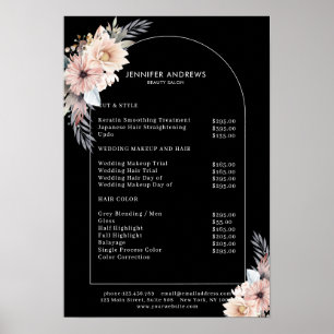 Pastel Flowers Salon Prijslijst Poster