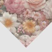 Pastel Flowers Shabby Chic Roos Bloemen Bruiloft Tissuepapier (Detail)