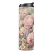 Pastel Flowers Shabby Chic Roos Bloemen Thermosbeker (Gedraaid links)