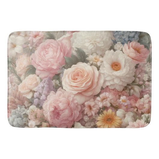 Pastel Flowers Shabby Chic Roos Bloemmotief Badmat (Voorkant)