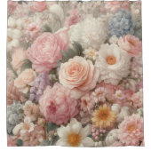 Pastel Flowers Shabby Chic Roos Bloemmotief Douchegordijn (Voorkant)