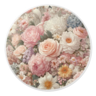 Pastel Flowers Shabby Chic Roos Bloemmotief Keramische Knop