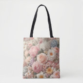 Pastel Flowers Shabby Chic Roos Bloemmotief Tote Bag (Voorkant)