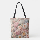 Pastel Flowers Shabby Chic Roos Bloemmotief Tote Bag (Achterkant)