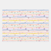 Pastel Flowers Stripes Bruids Baby shower Meisjes Inpakpapier Vel (Voorkant)