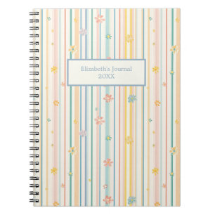 Pastel Flowers Stripes Journal Notitieboek