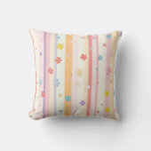 Pastel Flowers Stripes Roze Geel Paarse Kussen (Voorkant)