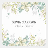 Pastel Flowers Vierkante Sticker (Voorkant)