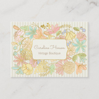 Pastel Flowers Visitekaartje met Gold Effect