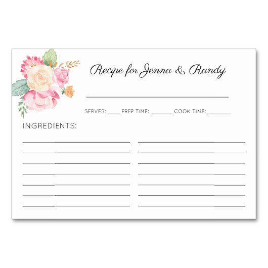Pastel Flowers Vrijgezellenfeest Recept Kaarten (Voorkant)