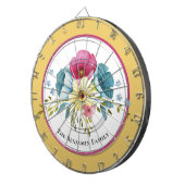 Pastel Flowers Waterverf Family Personaliseren Dartbord (Voorkant Rechts)