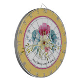 Pastel Flowers Waterverf Family Personaliseren Dartbord (Voorkant Links)