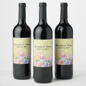 Pastel Flowers Weddenschap Wine Label Wijn Etiket (Flessen)