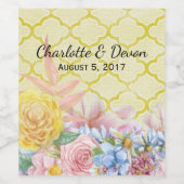 Pastel Flowers Weddenschap Wine Label Wijn Etiket (Enkel label)