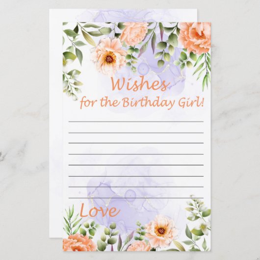Pastel Flowers wenst het verjaardagsmeisje (Voorkant / Achterkant)