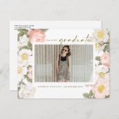Pastel  Flowers White Photo Afstuderen Briefkaart (Voorkant / Achterkant)