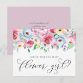 Pastel Flowers word Mijn Bloemenmeisje Kaart (Voorkant / Achterkant)
