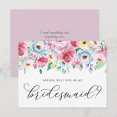 Pastel Flowers word mijn Bridesmaïde Kaart (Voorkant / Achterkant)