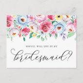 Pastel Flowers word mijn Bridesmaïde Kaart (Voorkant)