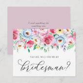 Pastel Flowers word mijn Bridesman Kaart (Voorkant / Achterkant)