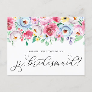 Pastel Flowers word mijn JR Bridesmaid Kaart