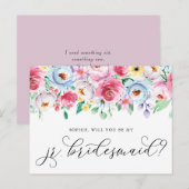 Pastel Flowers word mijn JR Bridesmaid Kaart (Voorkant / Achterkant)