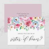 Pastel Flowers word mijn zuster van de Kaart (Voorkant / Achterkant)
