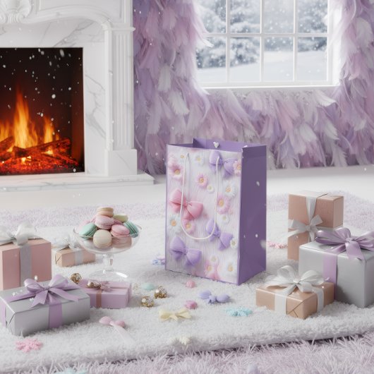 Pastel Fluffy Bows & Flowers Gift Bag Medium Cadeauzakje