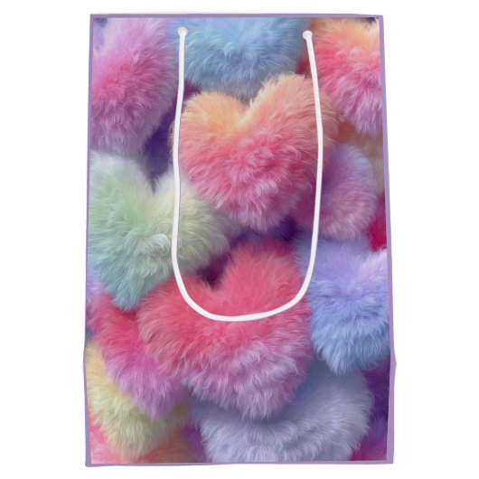 Pastel Fluffy Hearts Gift Bag Medium Cadeauzakje (Achterkant)