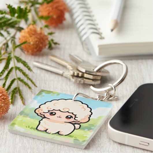 Pastel Fluffy Lamb Keychain (Voorkant Rechts)
