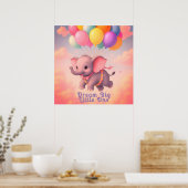 Pastel Flying Baby Elephant, aangepaste kwekerij Poster (Keuken)
