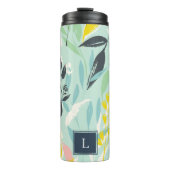 Pastel Foliage Pattern Monogram Thermal Tumbler Thermosbeker (Voorkant)