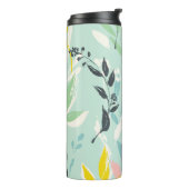 Pastel Foliage Pattern Monogram Thermal Tumbler Thermosbeker (Gedraaid links)