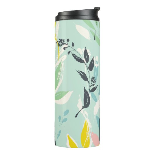 Pastel Foliage Pattern Monogram Thermal Tumbler Thermosbeker (Gedraaid links)