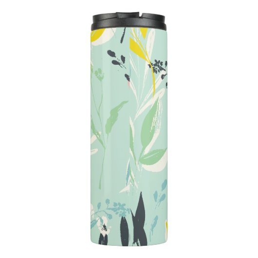 Pastel Foliage Pattern Monogram Thermal Tumbler Thermosbeker (Achterkant)
