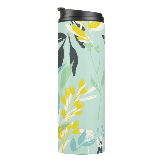 Pastel Foliage Pattern Monogram Thermal Tumbler Thermosbeker (Geroteerd rechts)