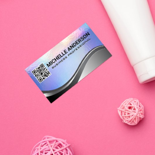 Pastel Folie Textuur | Metaal | QR Code Visitekaartje