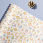 Pastel Folk Art Kerstboom Ornamenten Kinder Baby Cadeaupapier