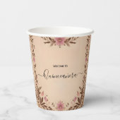 Pastel Font Dusty Glam Roos Gold Quinceanera Papieren Bekers (Achterkant)