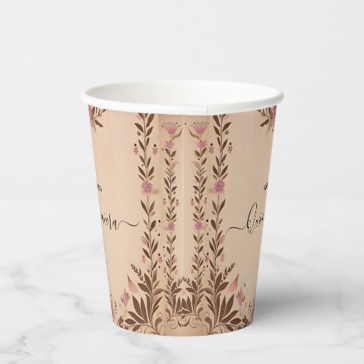Pastel Font Dusty Glam Roos Gold Quinceanera Papieren Bekers (Rechts)