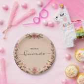 Pastel Font Dusty Glam Roos Gold Quinceanera Papieren Bordje (Feest)