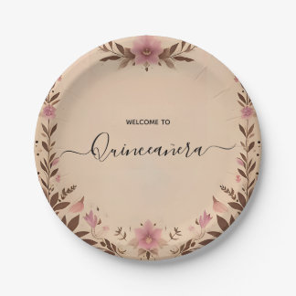 Pastel Font Dusty Glam Roos Gold Quinceanera Papieren Bordje