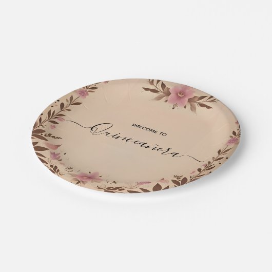 Pastel Font Dusty Glam Roos Gold Quinceanera Papieren Bordje (Gekanteld)