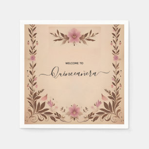 Pastel Font Dusty Glam Roos Gold Quinceanera Servet