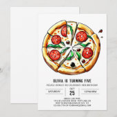 Pastel Foodie Pizza Verjaardag Kaart (Voorkant / Achterkant)